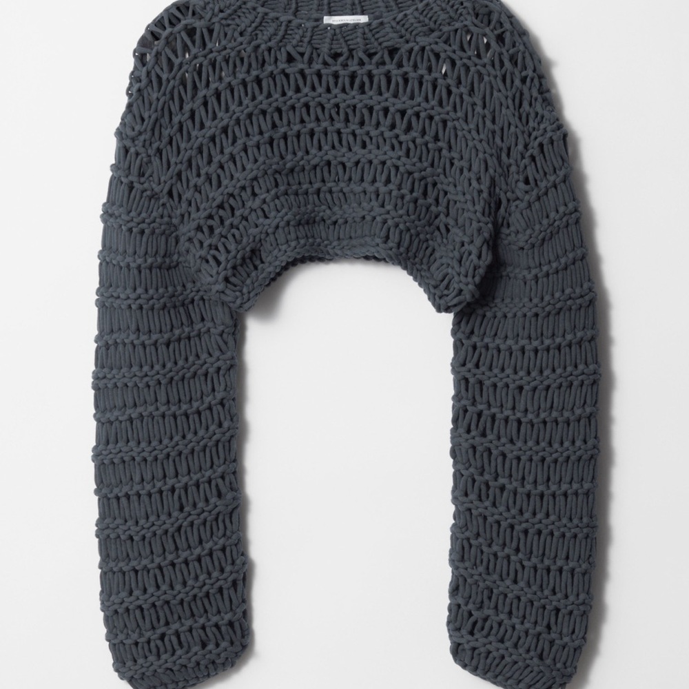 & Other Stories Charcoal Open-Knit Cropped Bolero Shrug